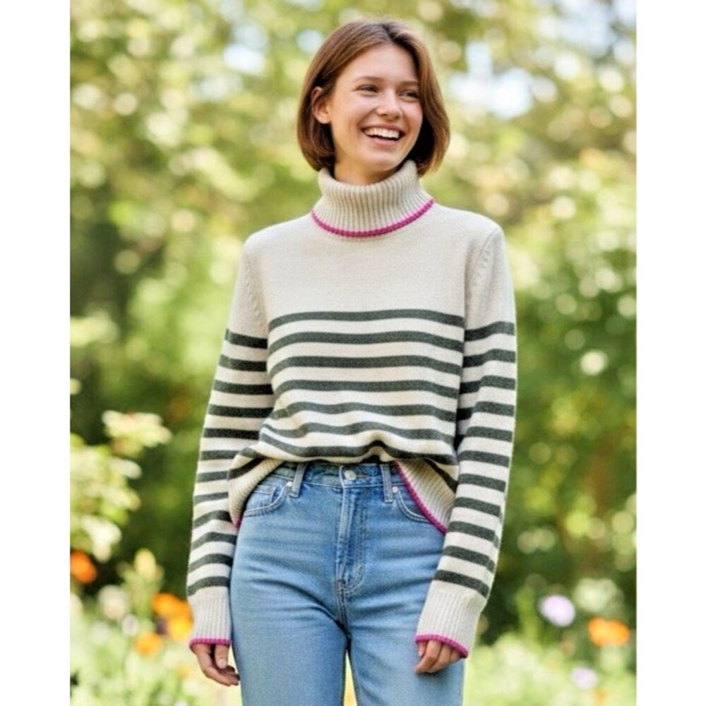 Tabitha Webb Anthropologie NEW womens striped turtleneck wool sweater Large